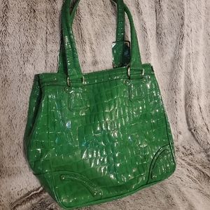Liz Claiborne Green Reptile Tote Bag